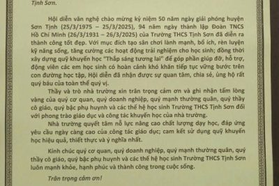 THƯ CẢM ƠN